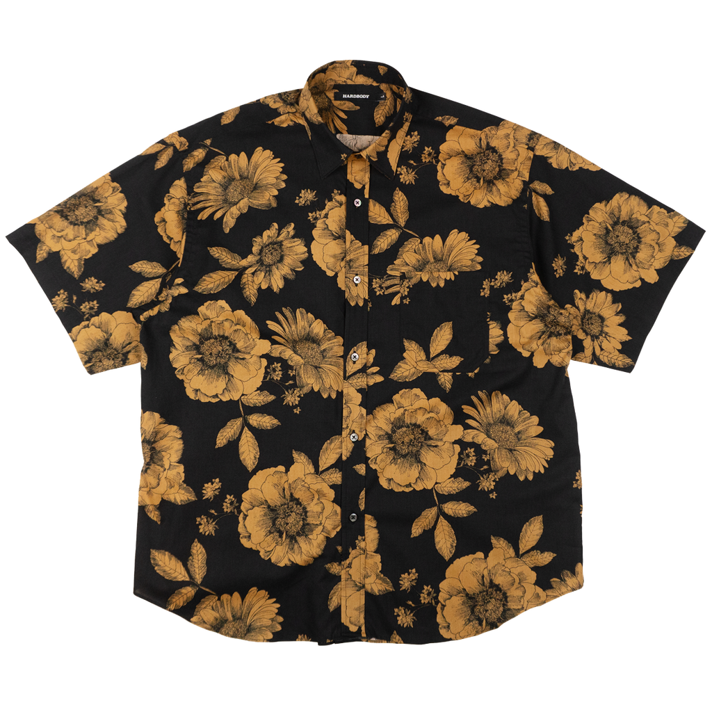 HARDBODY SHORT SLEEVE LEFT POCKET BUTTON UP (BLACK/FLORAL)